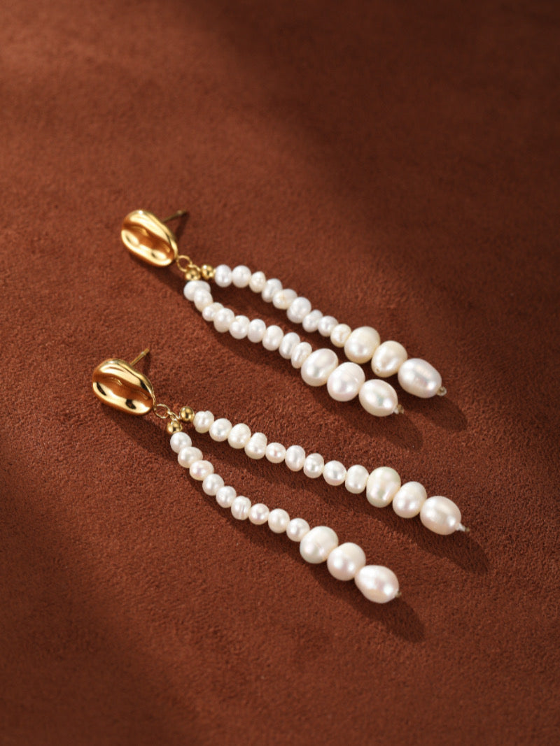 Undulate - Freshwater Pearl Dangle Earrings