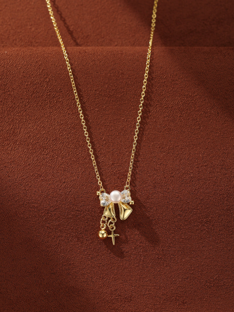 Fable - Freshwater Pearl Bow Pendant Necklace