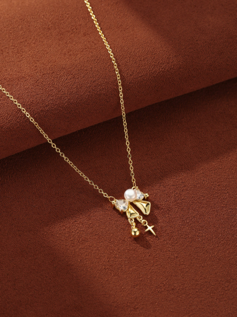 Fable - Collier pendentif nœud, perle de culture d'eau douce