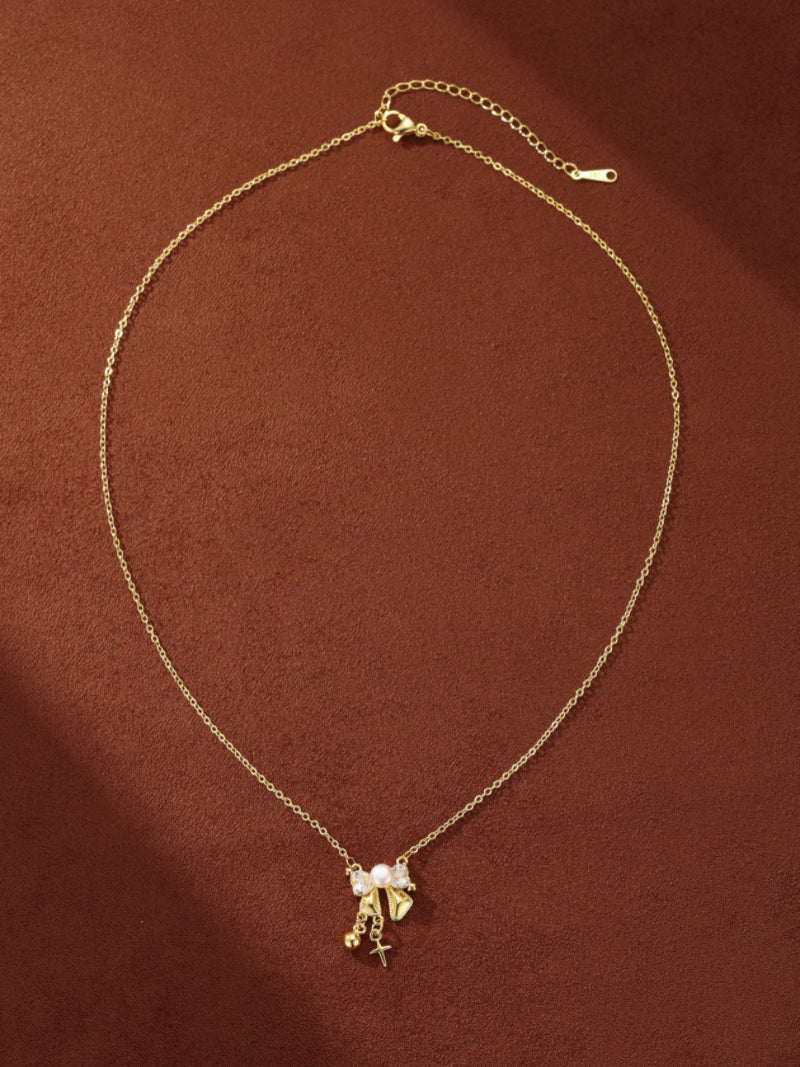 Fable - Collier pendentif nœud, perle de culture d'eau douce