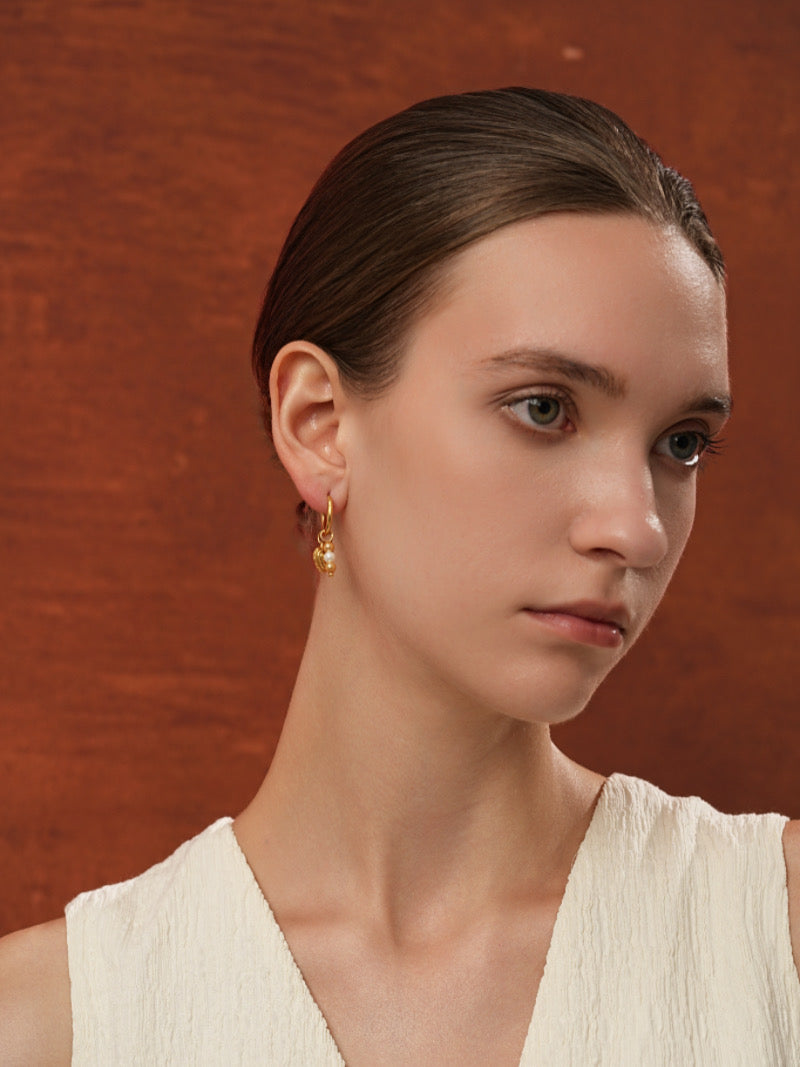 Cœur Joyeux - Boucles d'oreilles créoles cœur et perles de culture d'eau douce