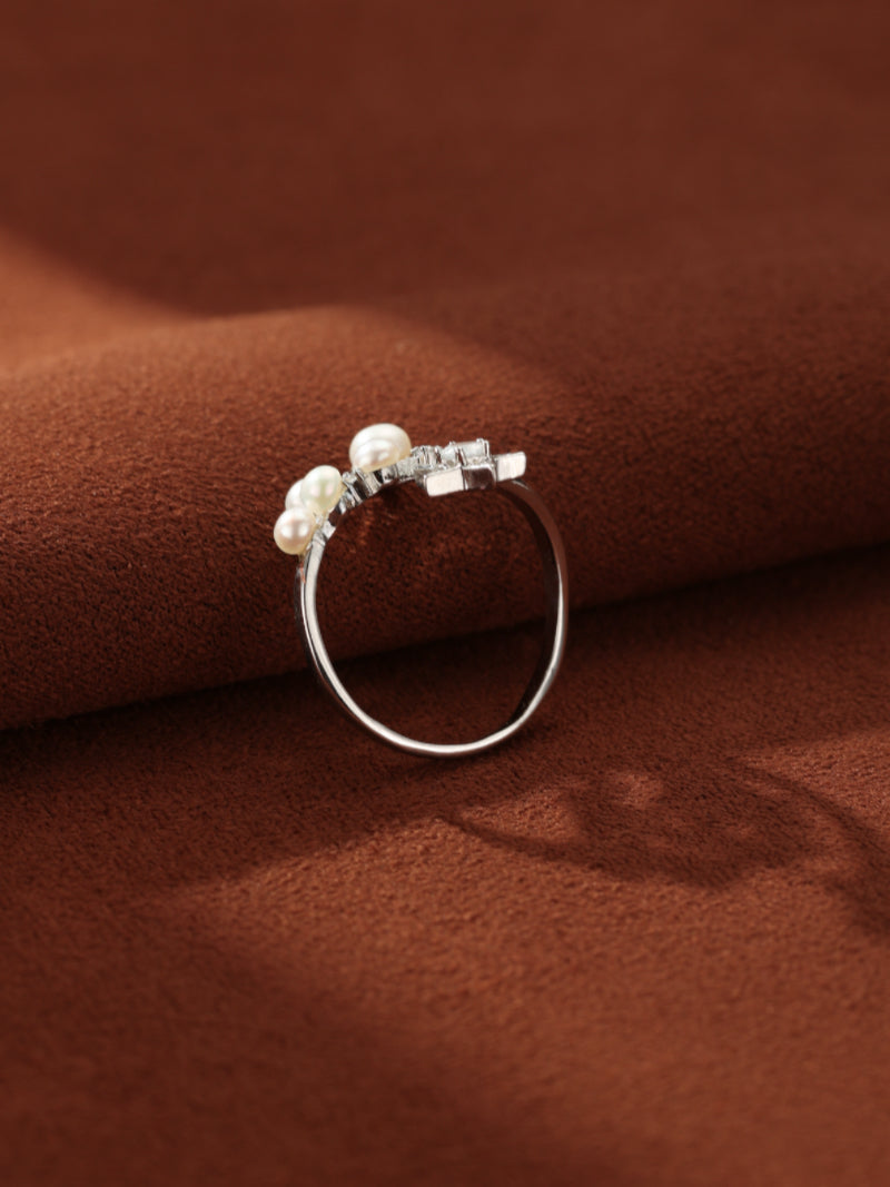 Astra - Bague grappe étoiles, perles de culture d'eau douce