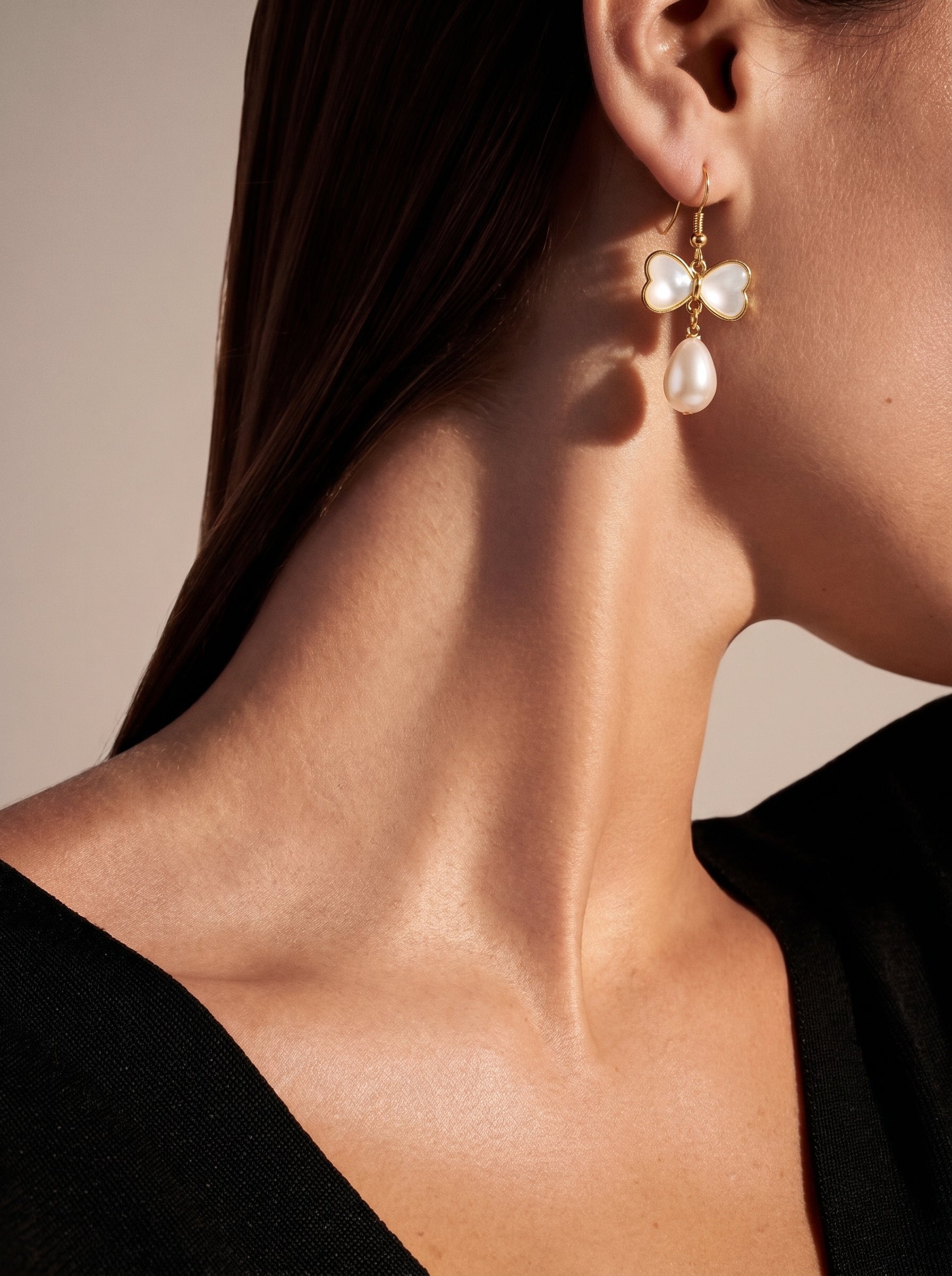 Flutter - Freshwater Pearl Butterfly Dangle Earrings