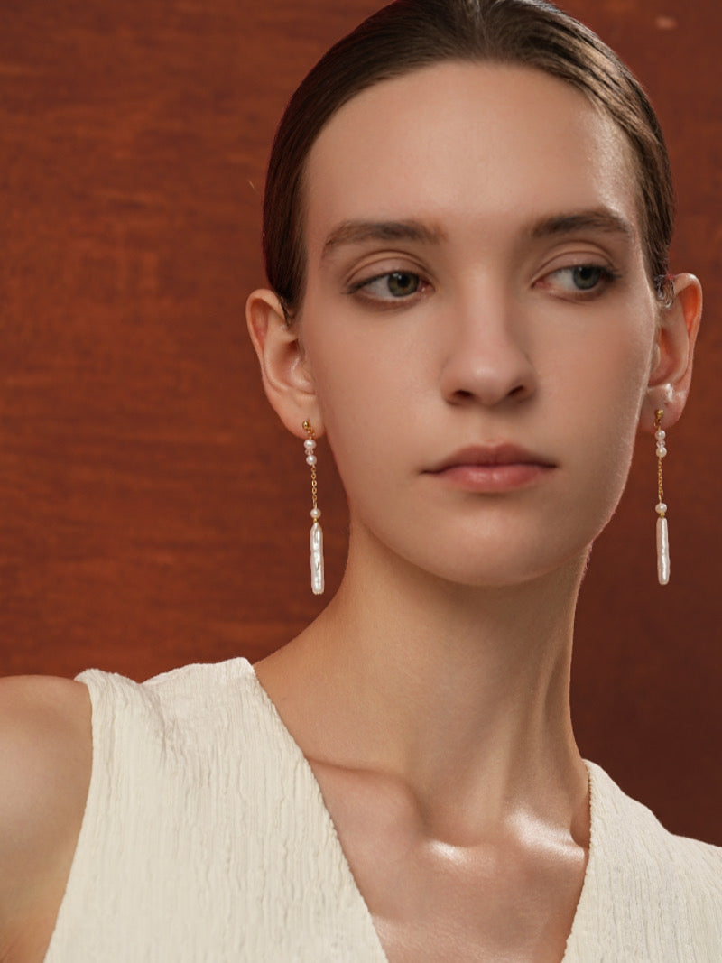 Glisten - Boucles d'oreilles pendantes perles d'eau douce