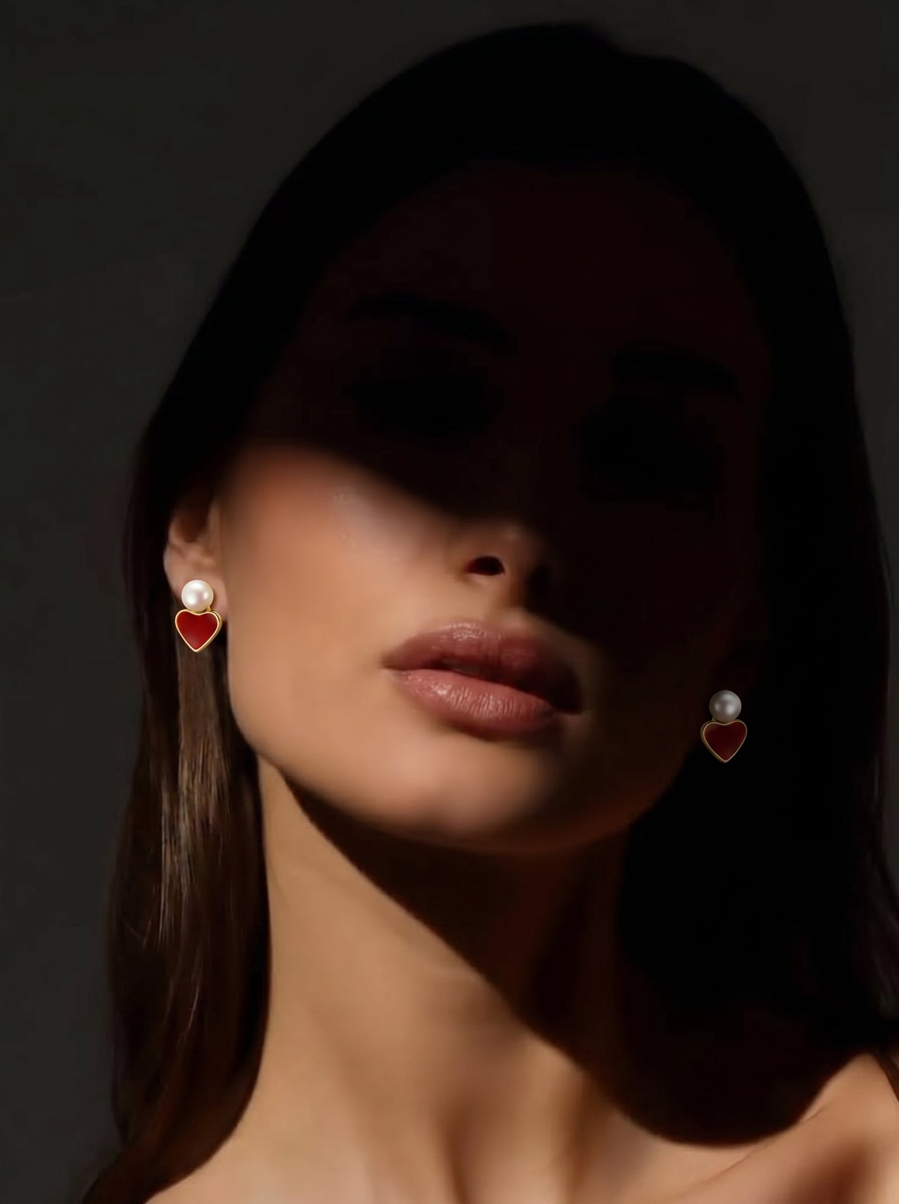 Ardour - Freshwater Pearl Heart Stud Drop Earrings