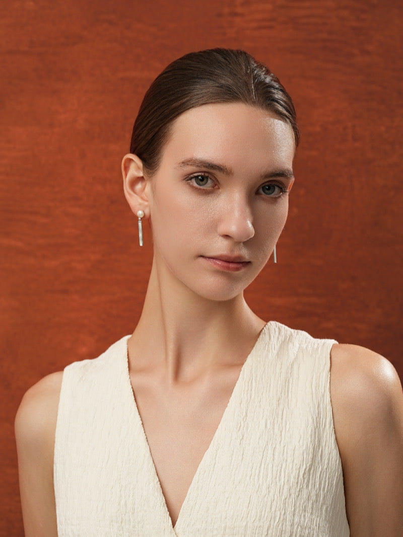 Vector – Boucles d'oreilles pendantes perles de culture d'eau douce et barrette