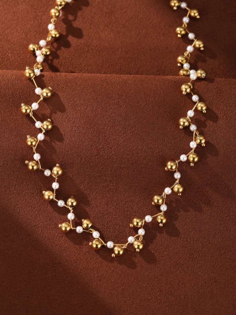 Branch Weave - Mother of Pearl Twist Beaded Necklace