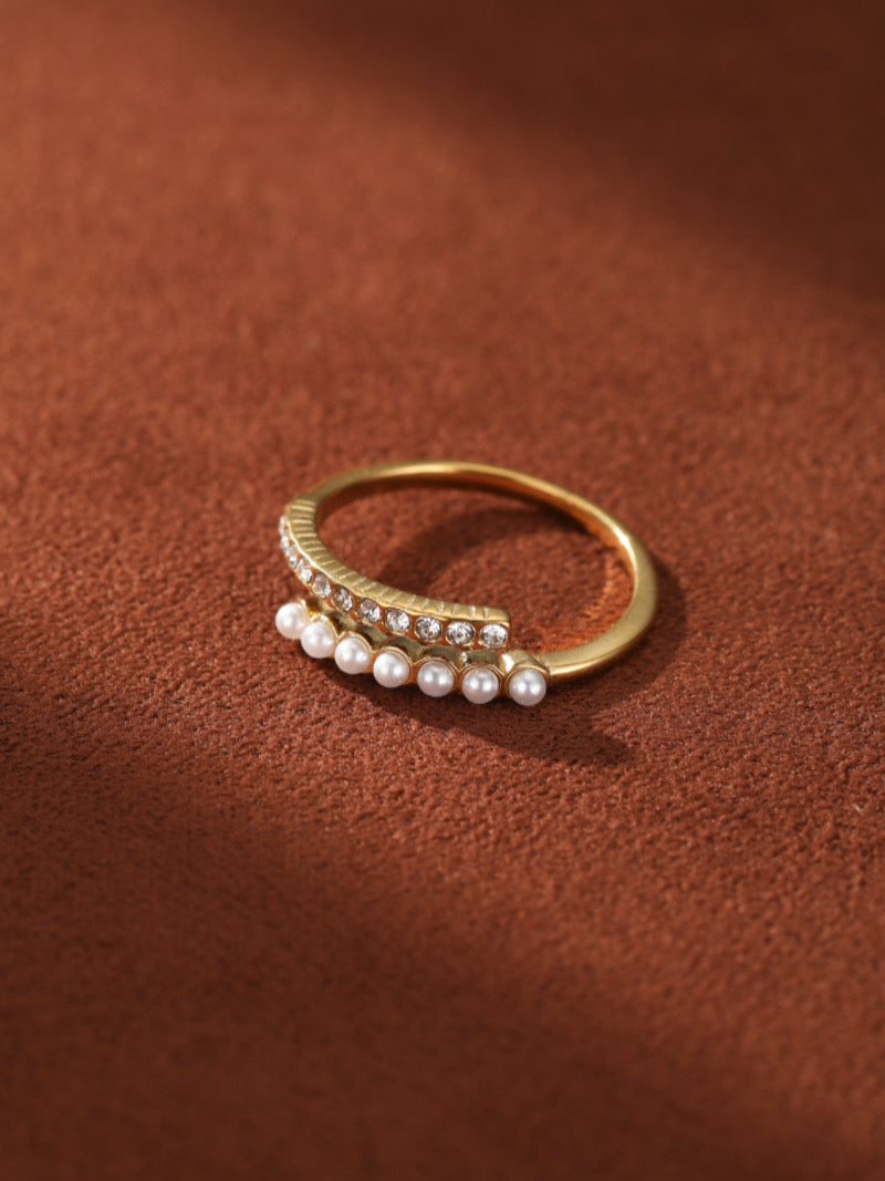 Reflect Coil - Imitation Pearl Cuff Ring