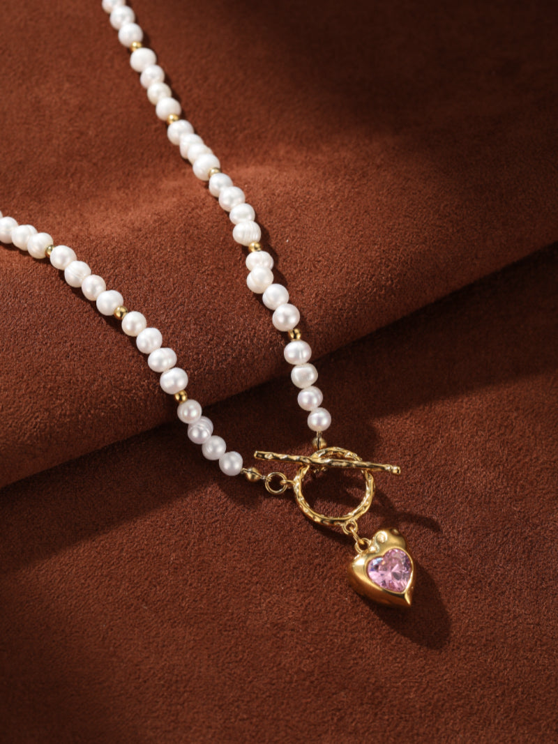 Whimsy - Freshwater Pearl Heart Beaded Choker Necklaces