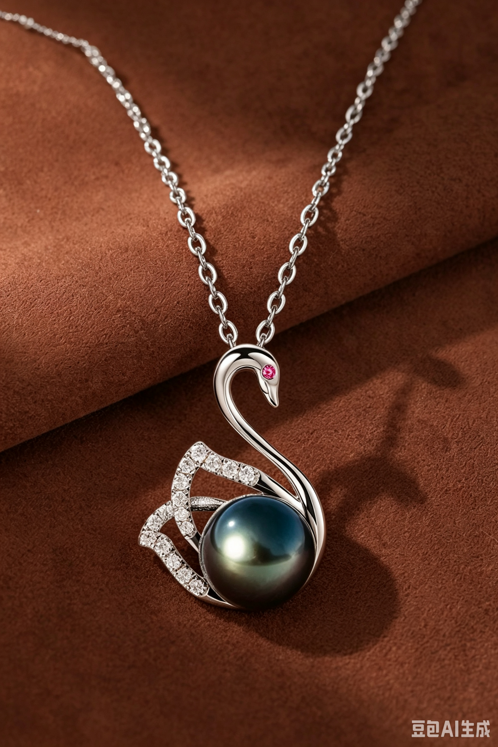 Graceful - Tahitian Pearl Swan Drop Necklace