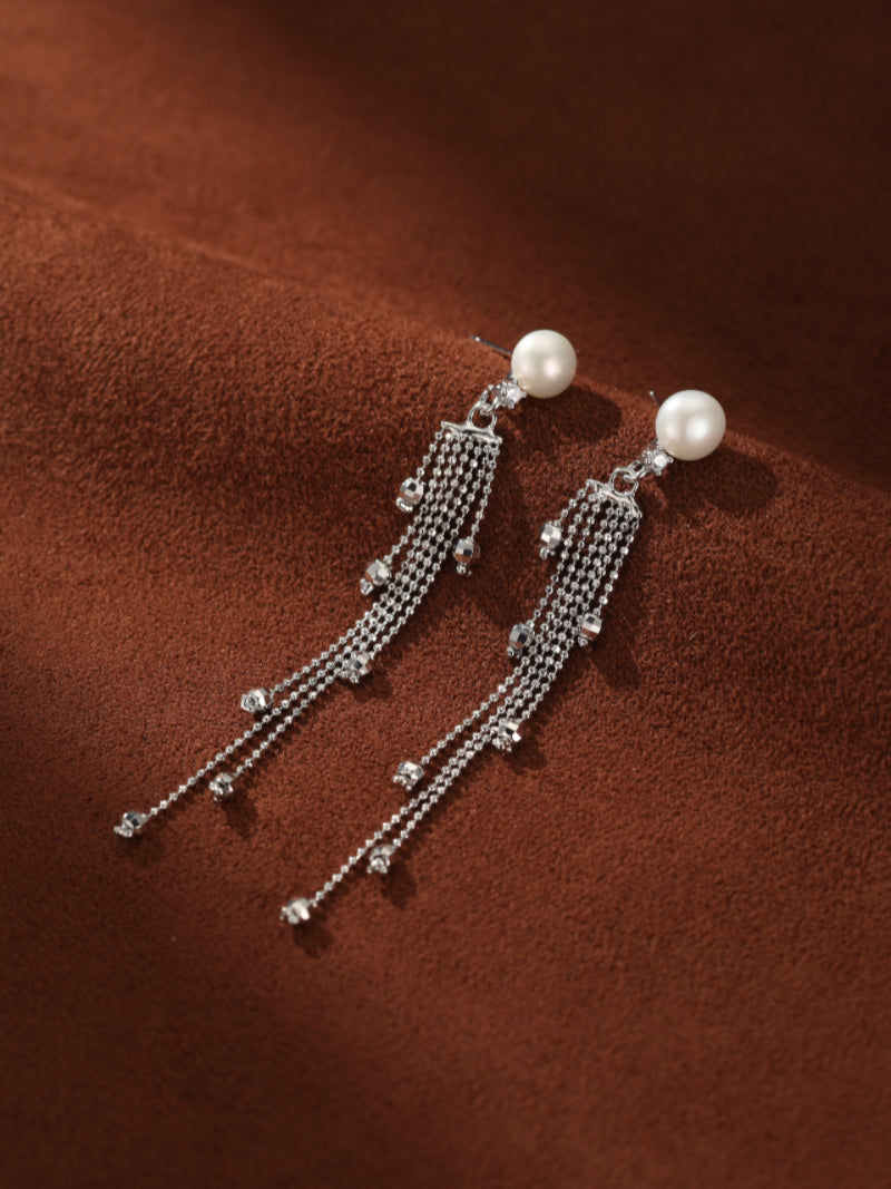 Shimmer - Freshwater Pearl Dangle Stud Earrings