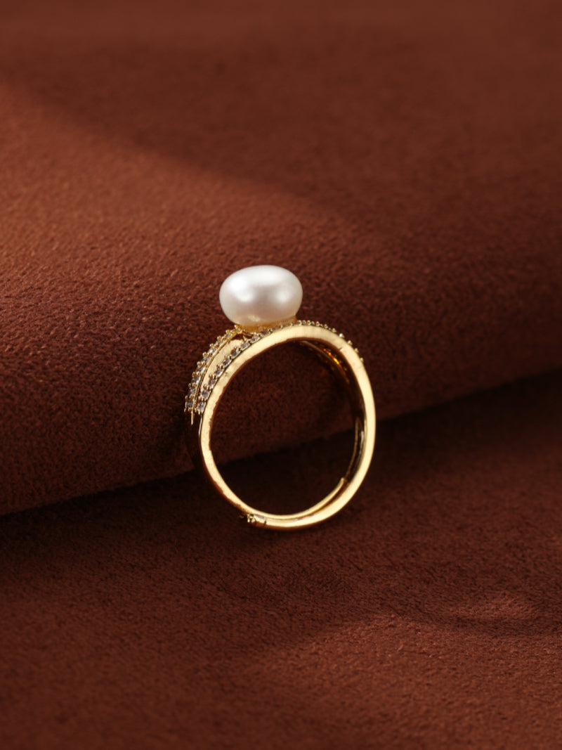 Convergence - Freshwater Pearl Solitaire Split Band Ring