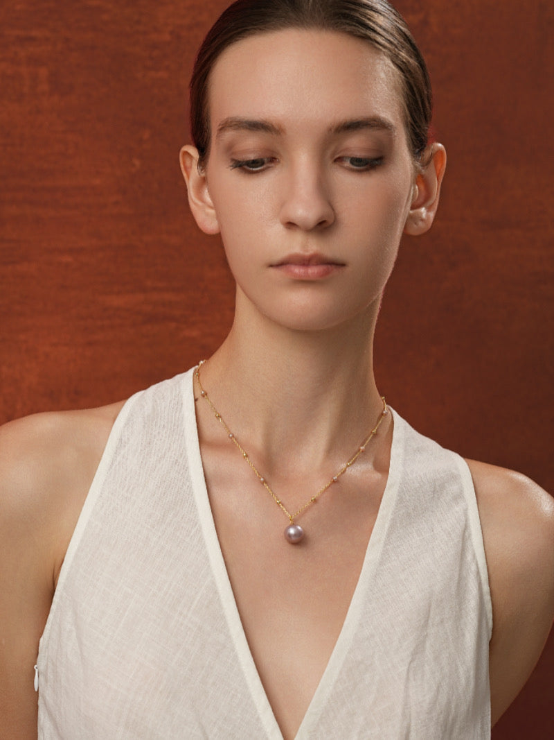 Chiffon - Collier pendentif flottant perles de culture d'eau douce