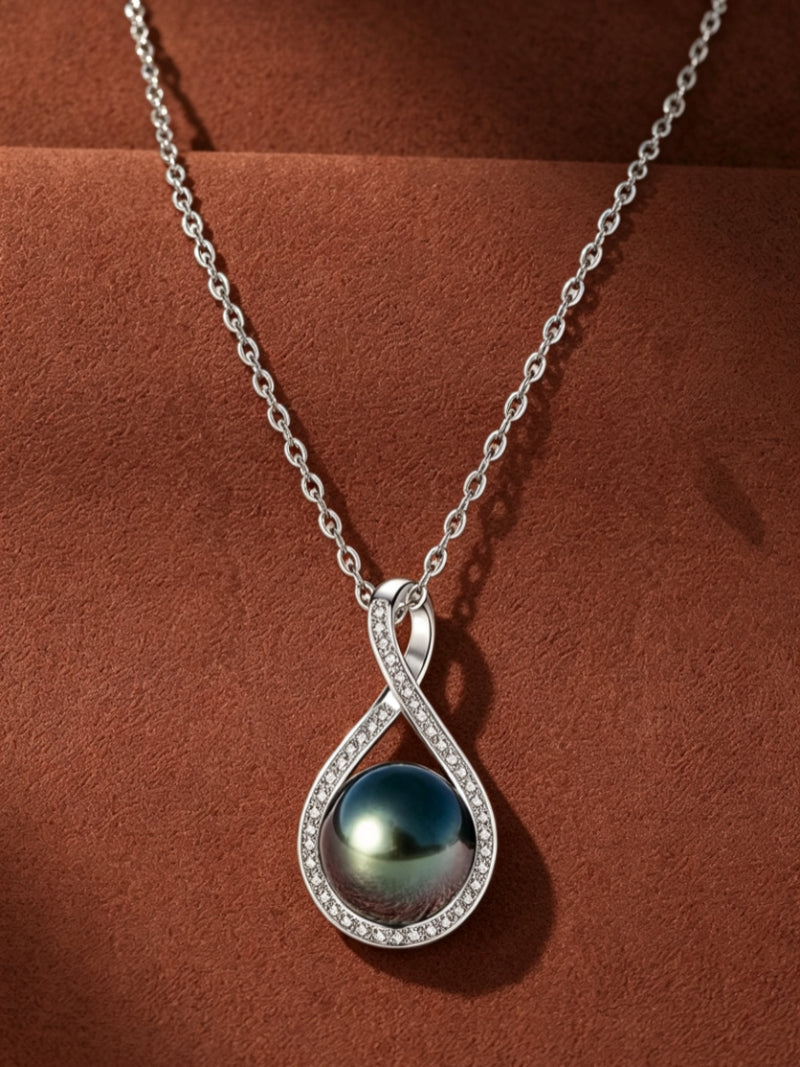 Eclipse - Tahitian Pearl Infinity Drop Necklace