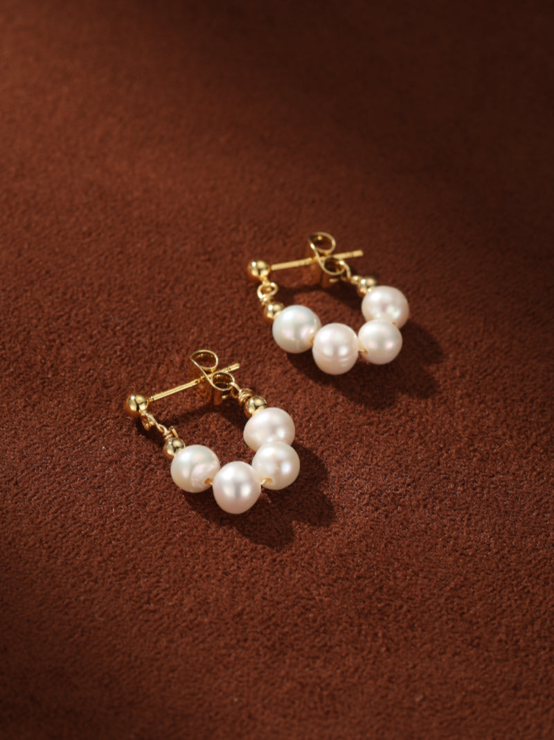 Zephyr - Freshwater Pearl Hoop Drop Earrings