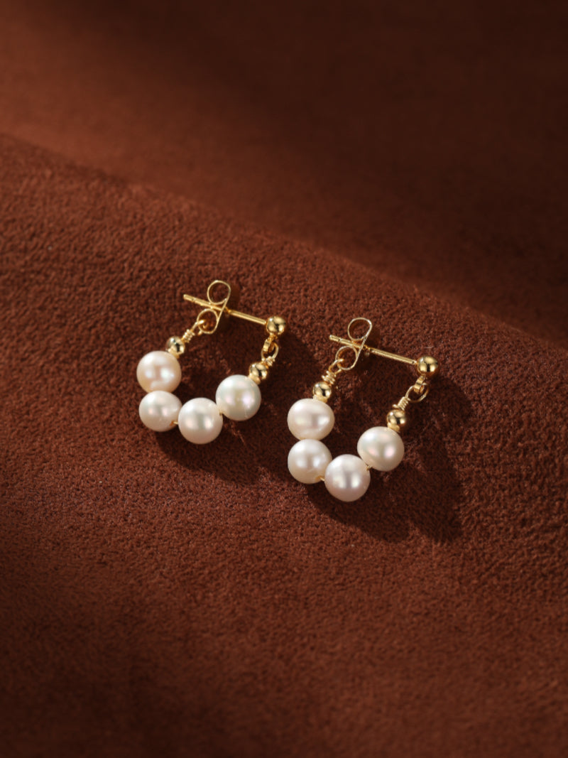 Zephyr - Freshwater Pearl Hoop Drop Earrings