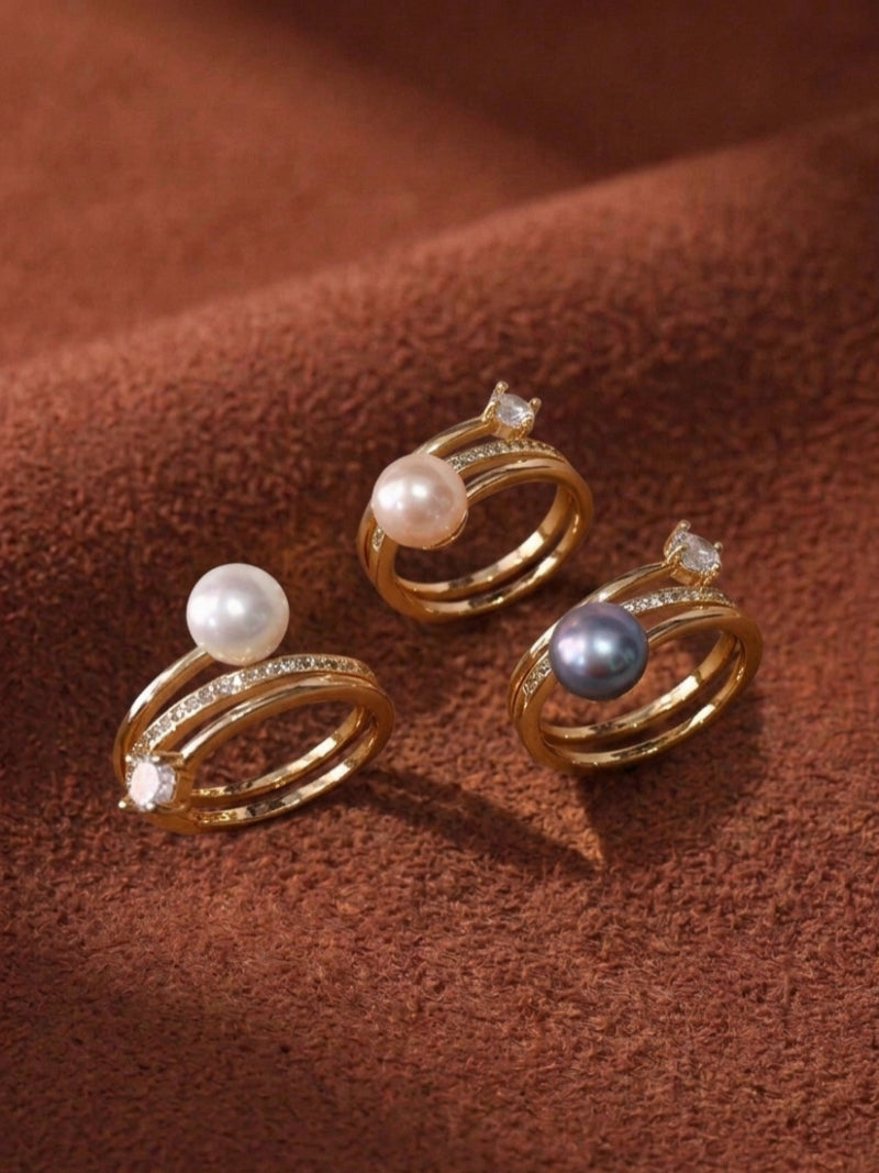 Union - Freshwater Pearl Star Solitaire Cuff Ring