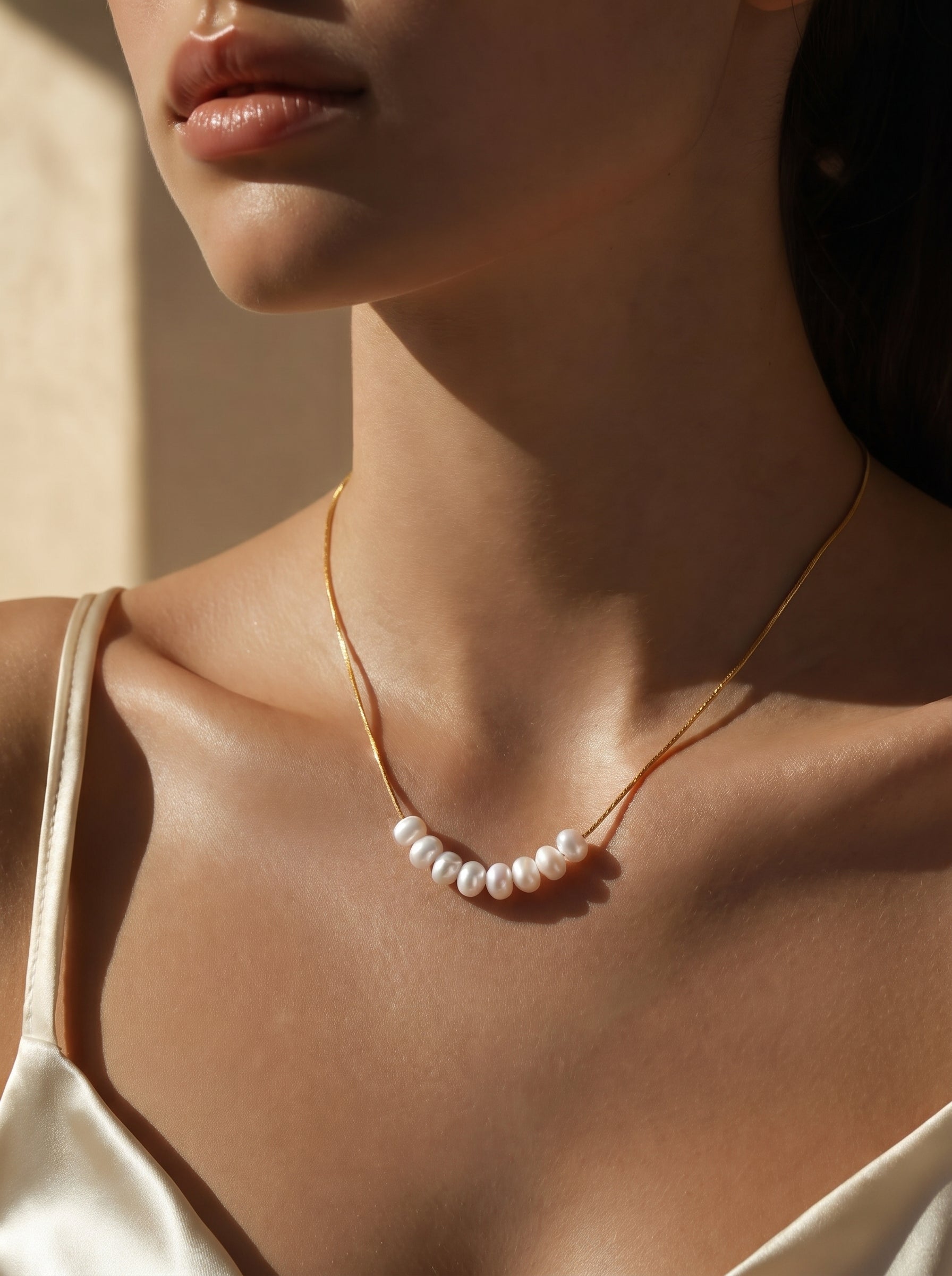 Purity - Freshwater Pearl Floating Chain Necklaces