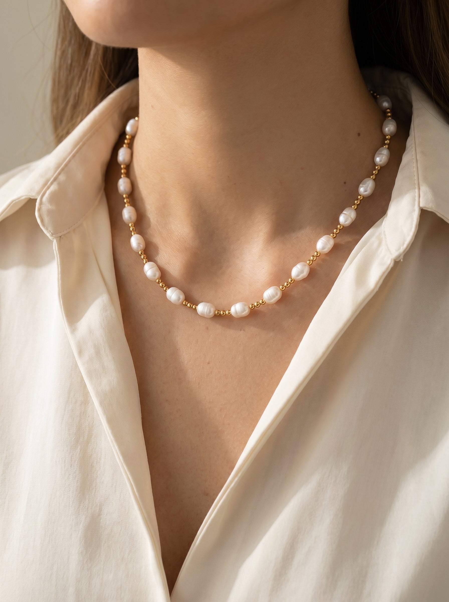 Essence - Freshwater Pearl Beaded Chain Necklaces
