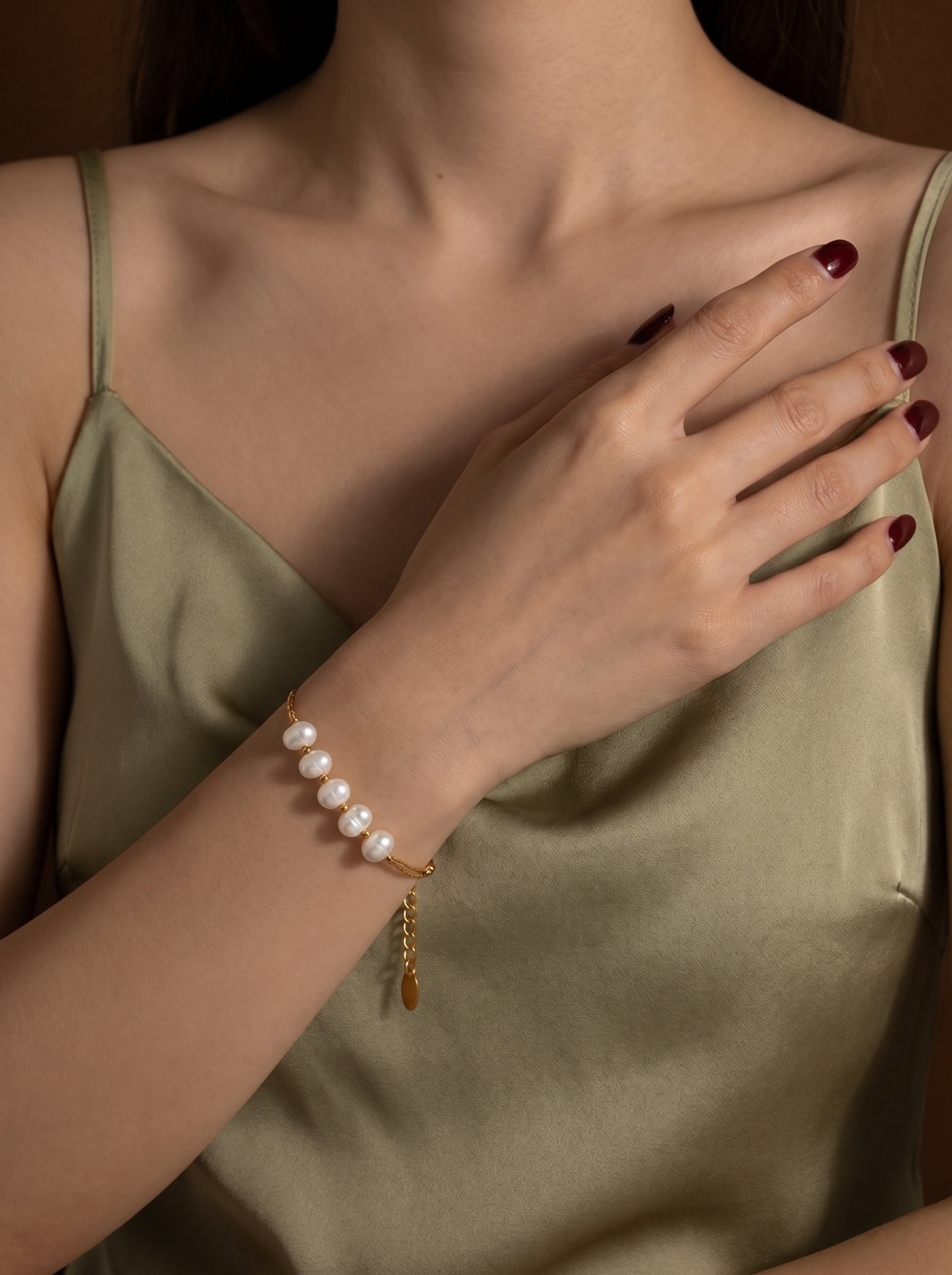 Serene Arc - Freshwater Pearl Chain Beaded Bracelets