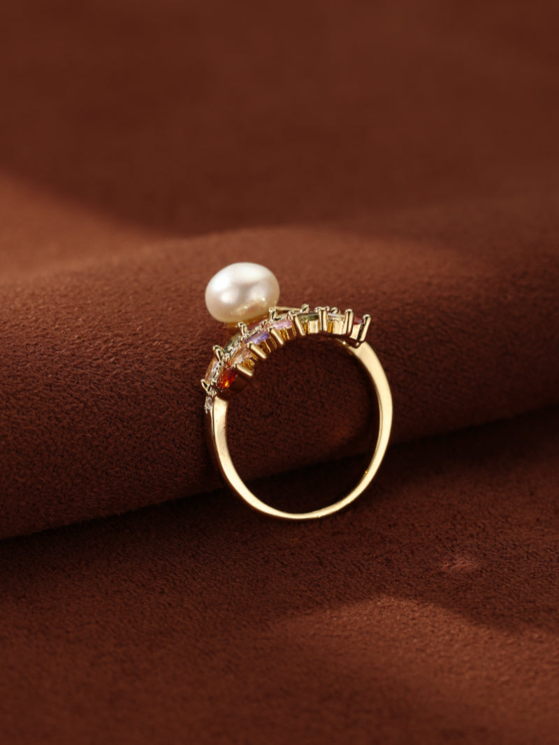 Flare - Freshwater Pearl Leaf Cuff Ring