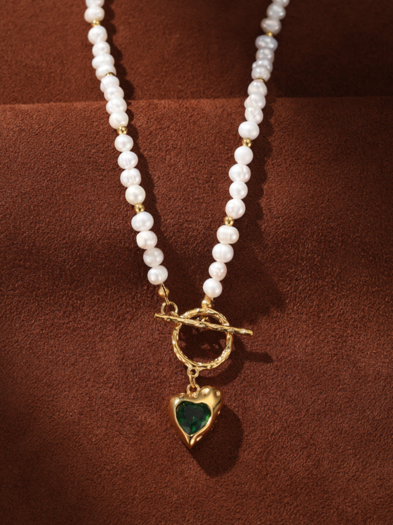 Whimsy - Freshwater Pearl Heart Beaded Choker Necklaces
