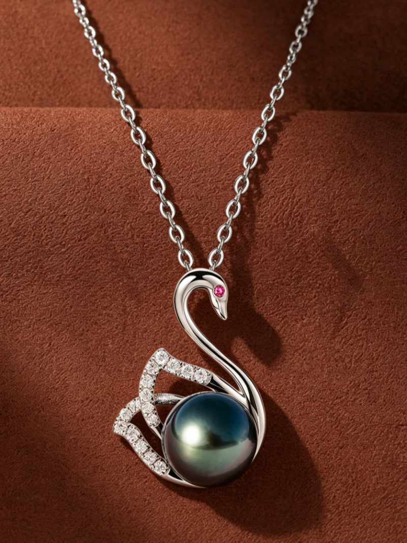 Graceful - Tahitian Pearl Swan Drop Necklace