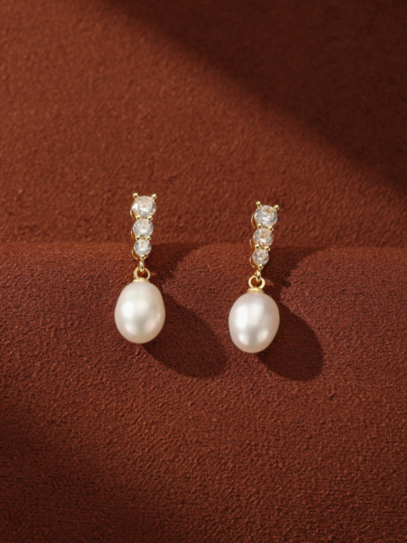 Lumina - Boucles d'oreilles pendantes, perle de culture d'eau douce