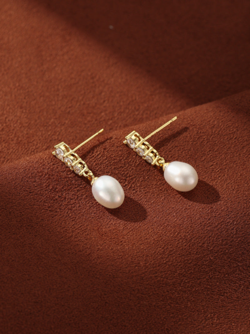 Lumina - Boucles d'oreilles pendantes, perle de culture d'eau douce
