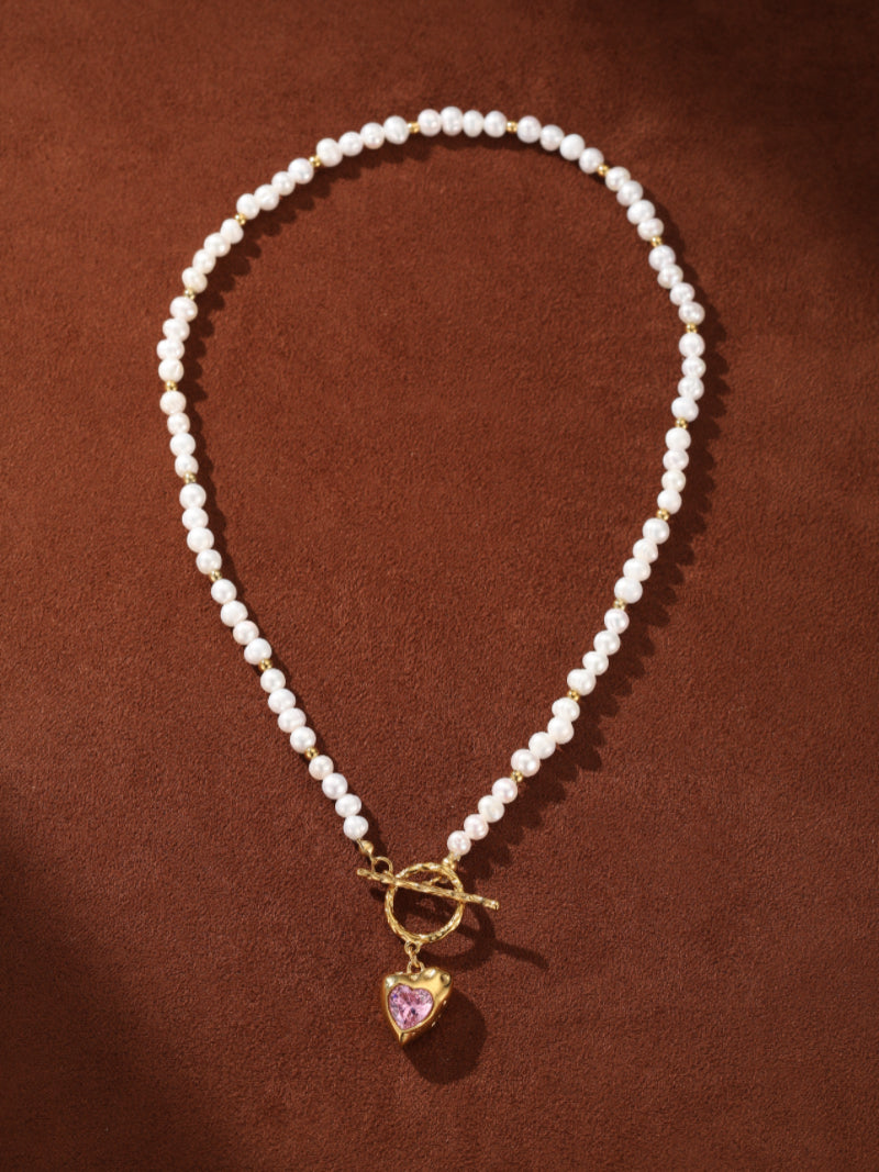 Whimsy - Freshwater Pearl Heart Beaded Choker Necklaces