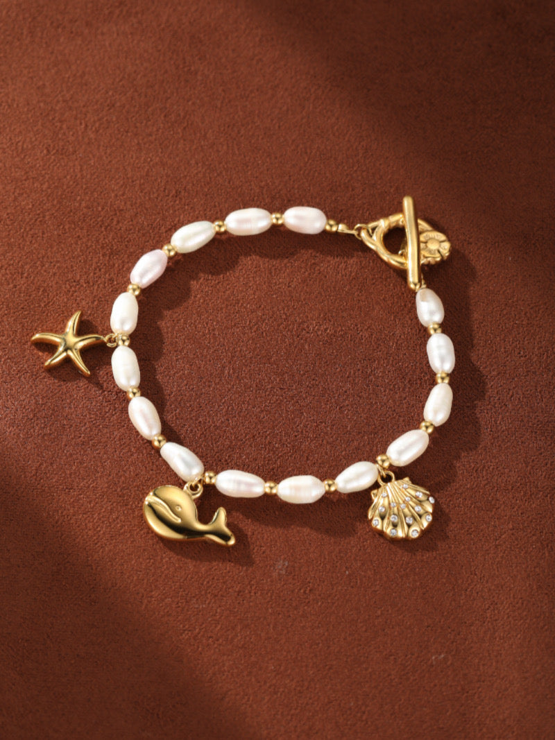 Aqua Muse - Freshwater Pearl Sea Life Beaded Bracelet