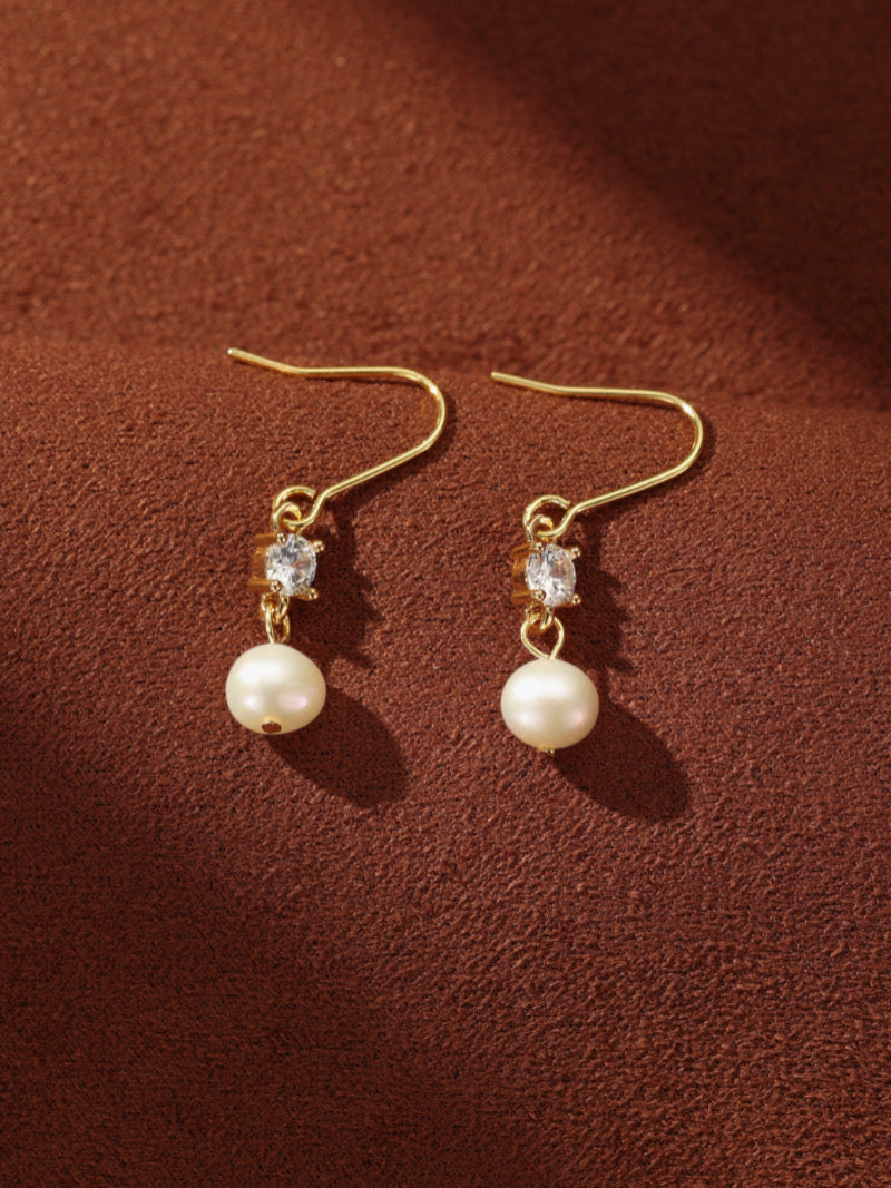 Flicker - Freshwater Pearl Crystal Dangle Earrings