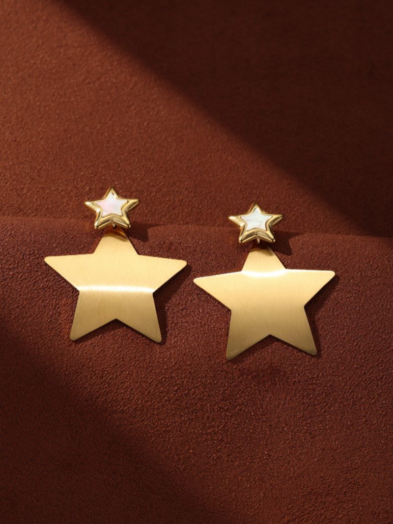 Astro Gleam - Boucles d'oreilles pendantes étoiles en nacre