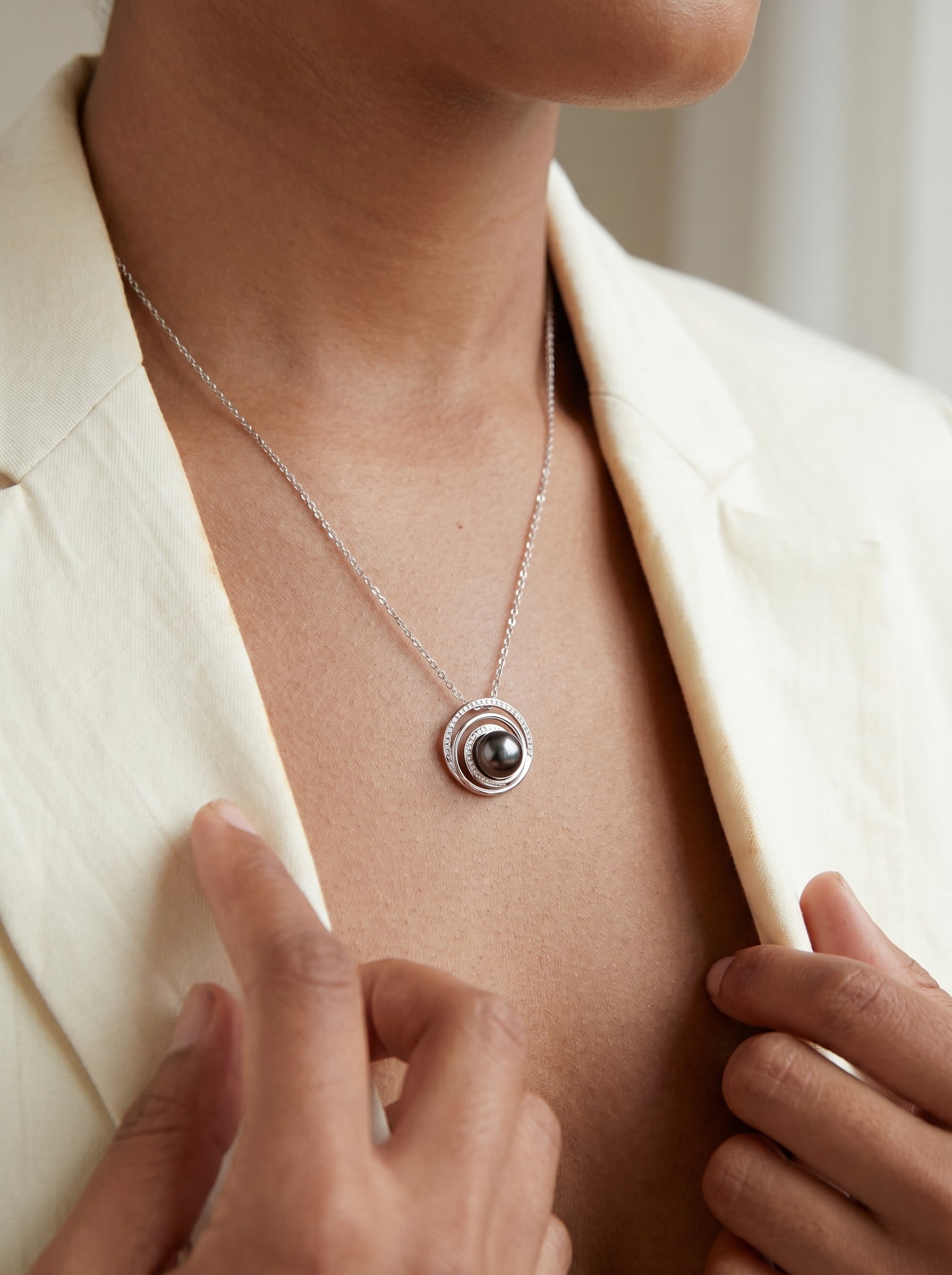 Aether - Tahitian Pearl Concentric Large Drop Necklace