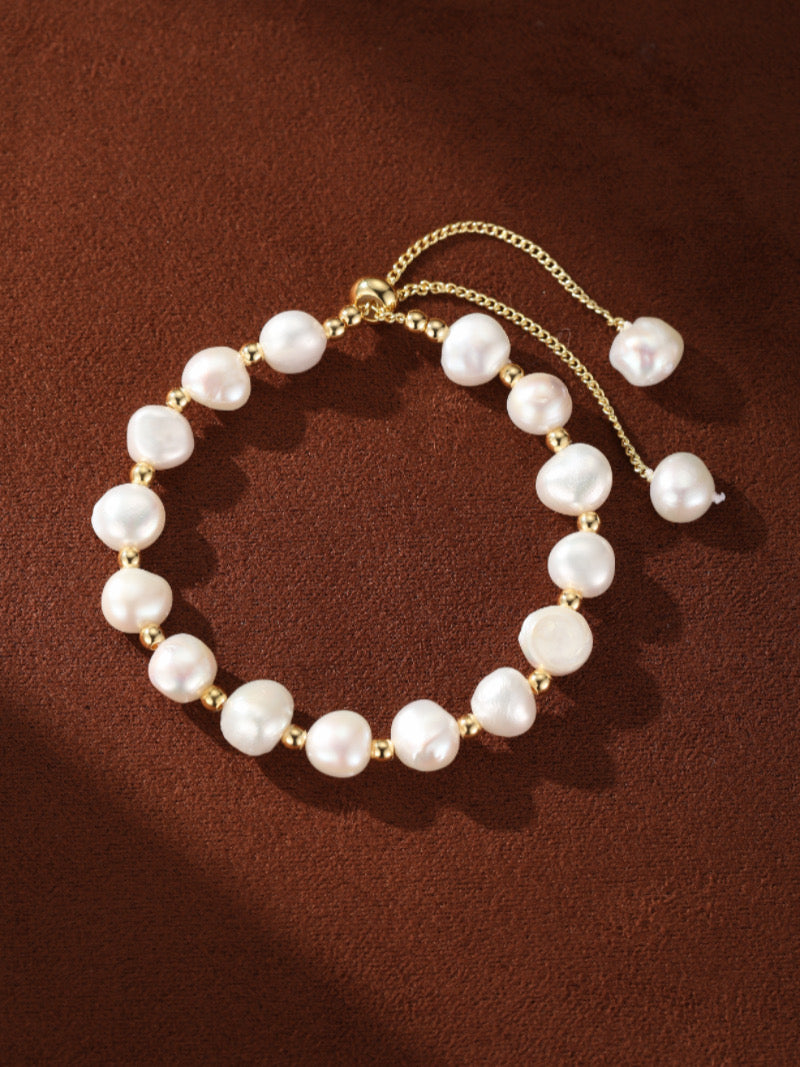 Kinetic Strand - Freshwater Pearl Beaded Slider Bracelet