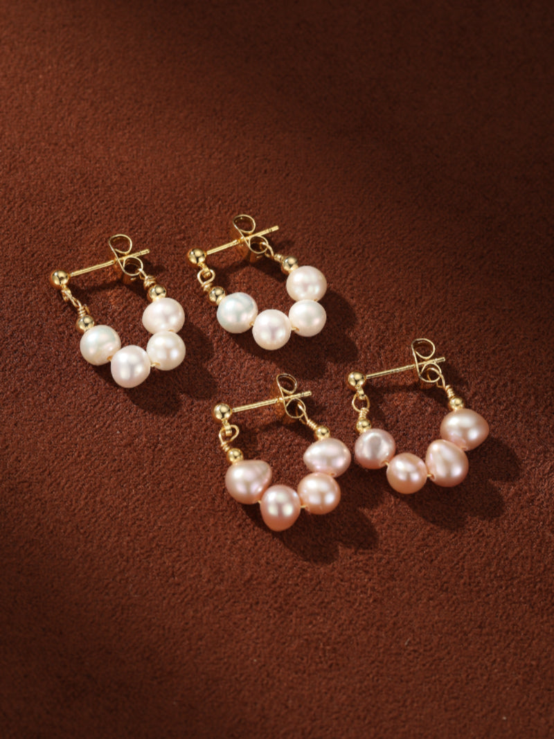 Zephyr - Freshwater Pearl Hoop Drop Earrings