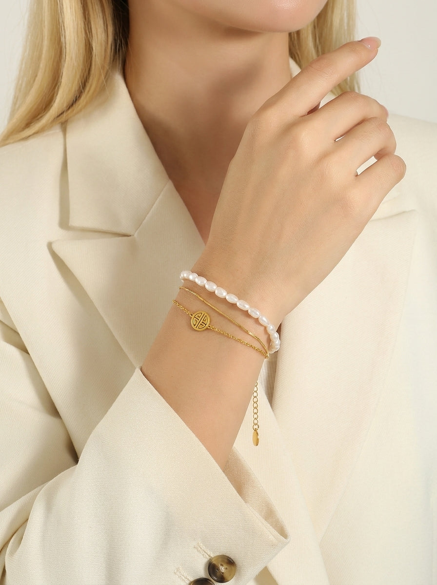 Aeterna - Freshwater Pearl Longevity Layered Bracelet