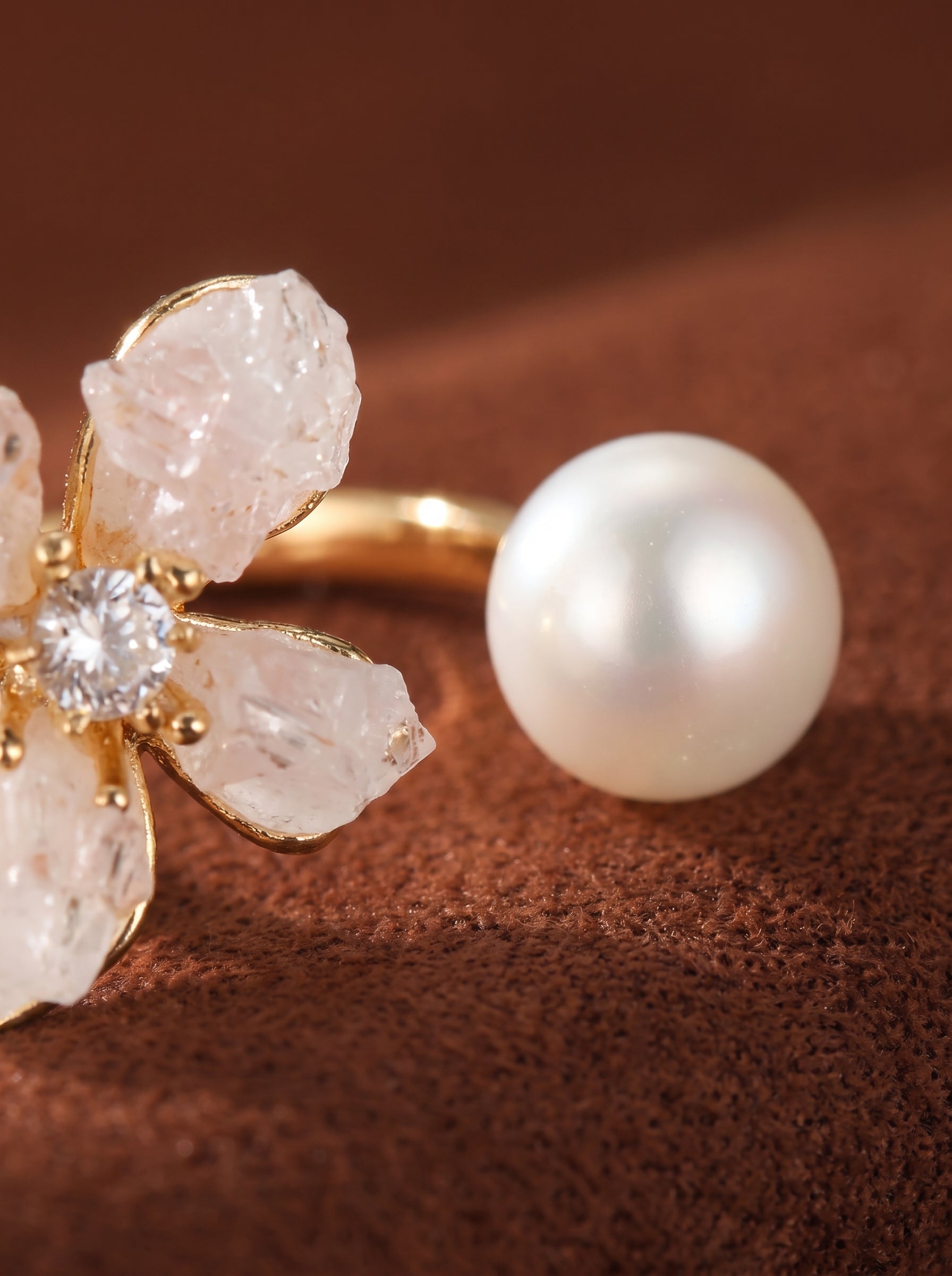 Freshwater Pearl Flower Cuff Ring@pearl