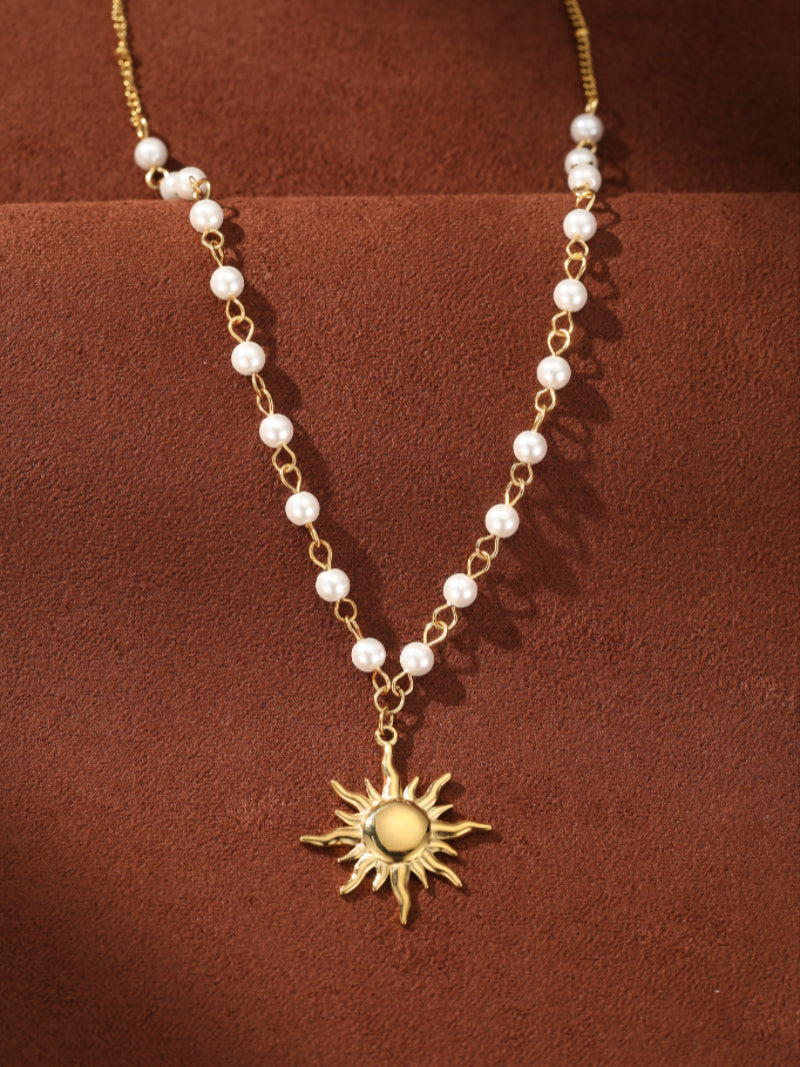 Dawn - Imitation Pearl Sun Chain Pendant Necklaces