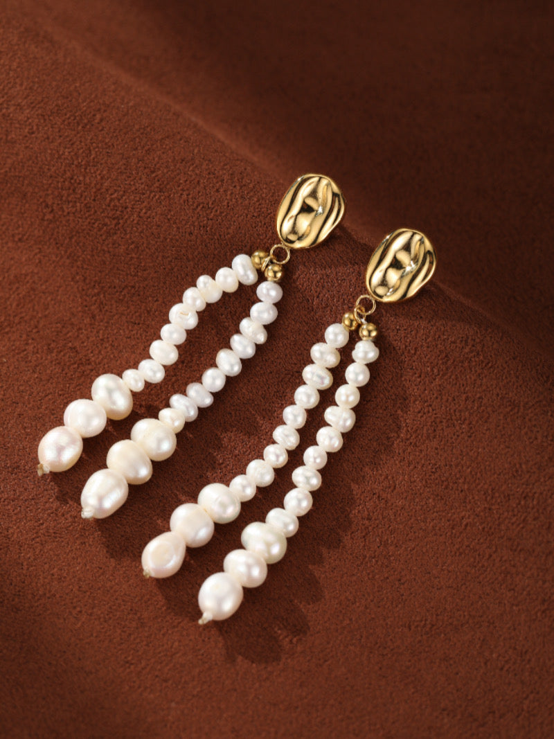 Undulate - Freshwater Pearl Dangle Earrings
