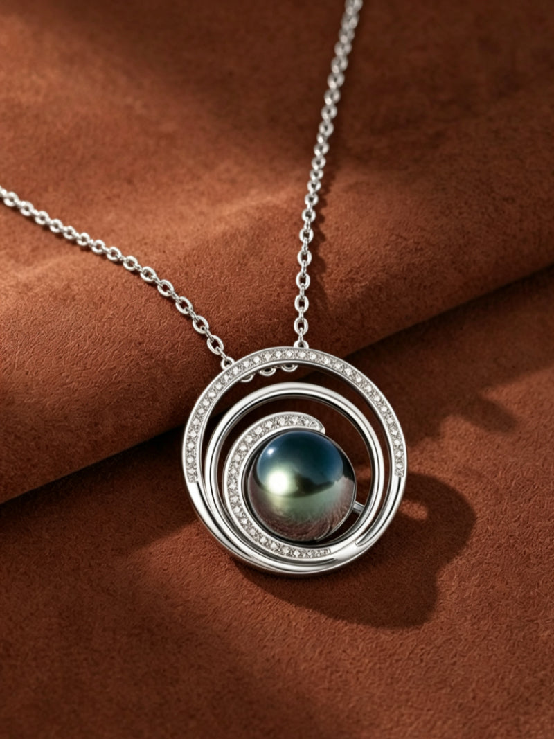 Aether - Tahitian Pearl Concentric Large Drop Necklace