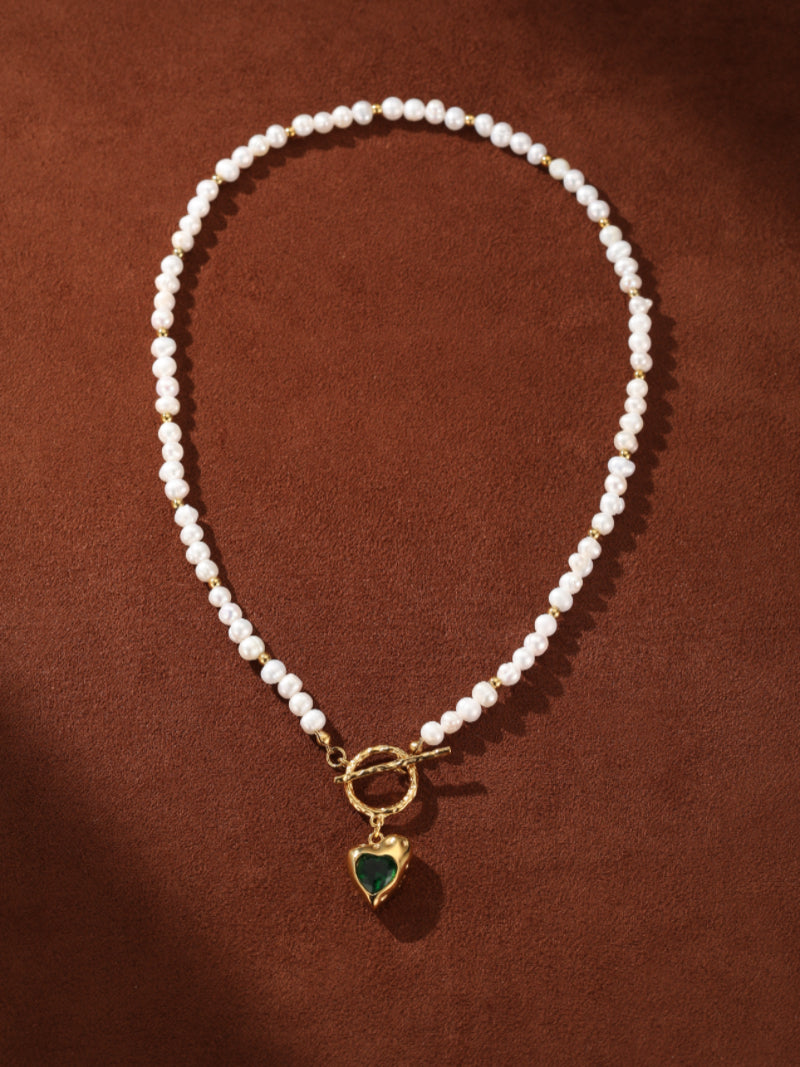 Whimsy - Freshwater Pearl Heart Beaded Choker Necklaces