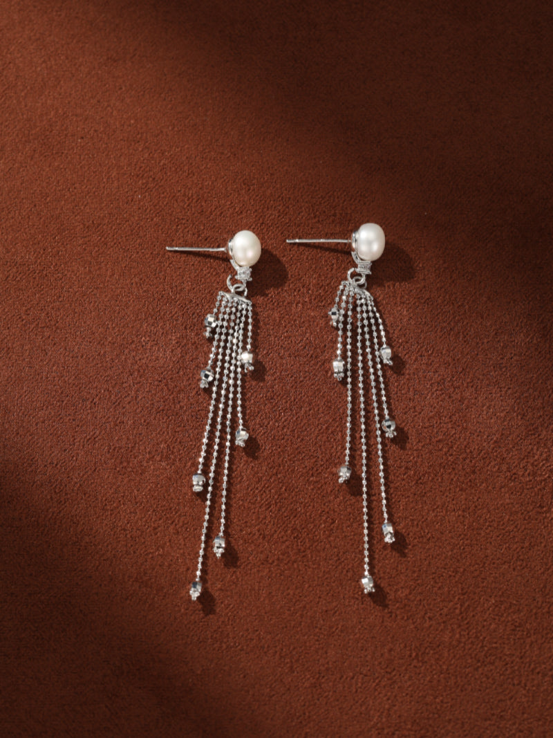 Shimmer - Freshwater Pearl Dangle Stud Earrings