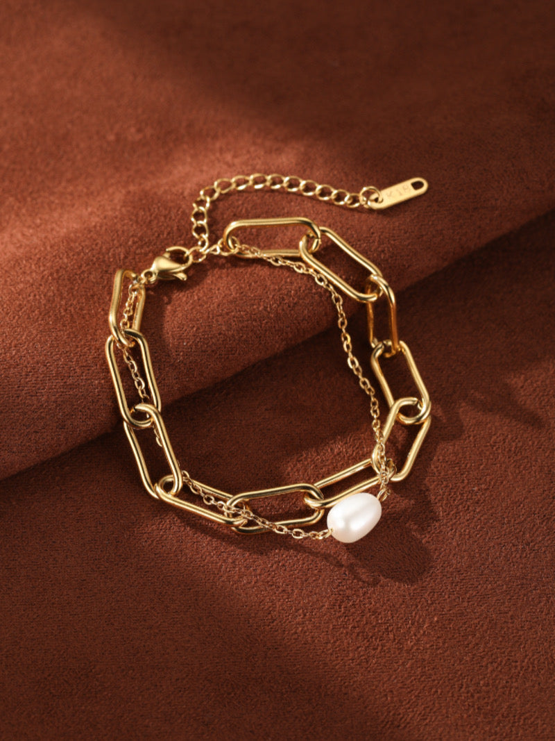 Forge - Freshwater Pearl Chunky Chain Bracelet