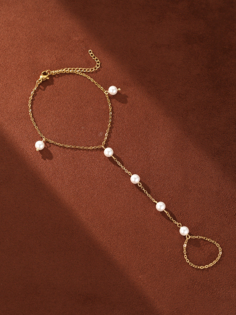 Tideflow - Freshwater Pearl Hand Chain Bracelet