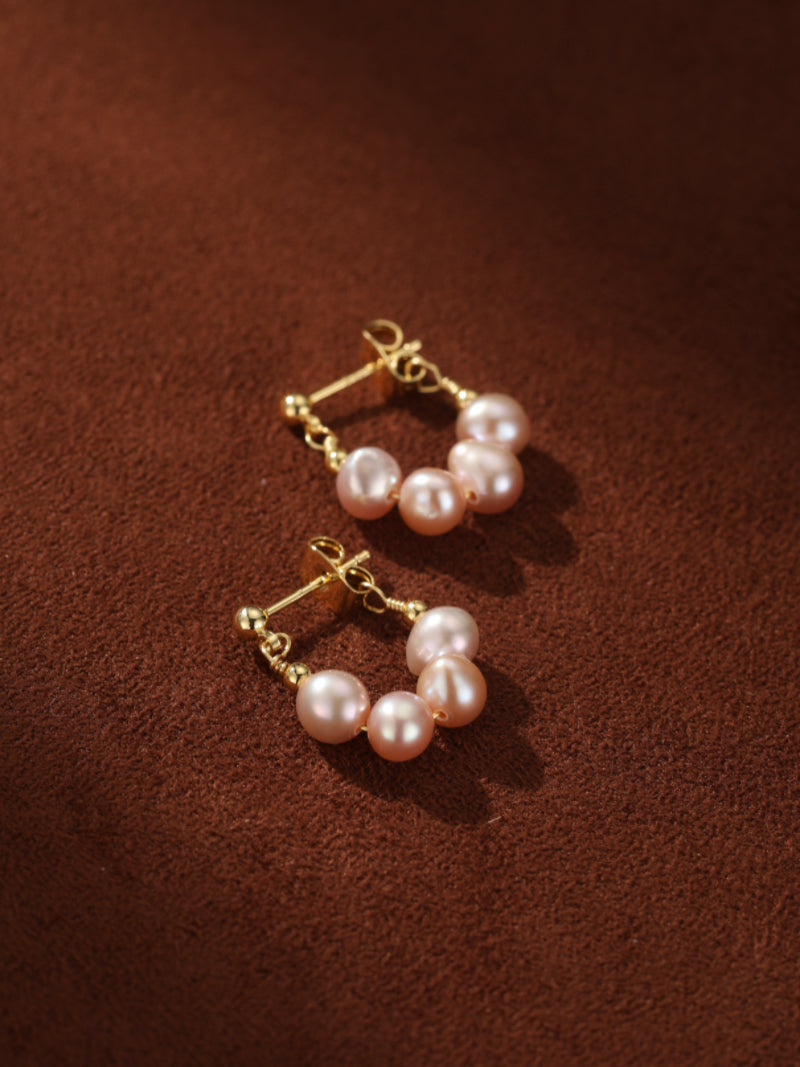 Zephyr - Freshwater Pearl Hoop Drop Earrings