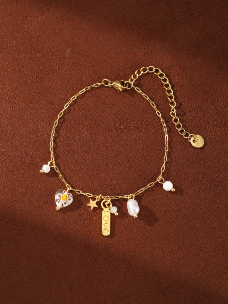 Sparkle - Freshwater Pearl Star Chain Bracelet