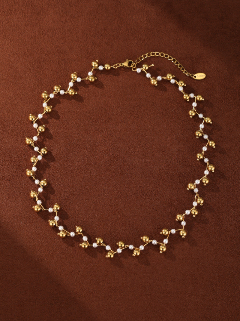 Branch Weave - Mother of Pearl Twist Beaded Necklace