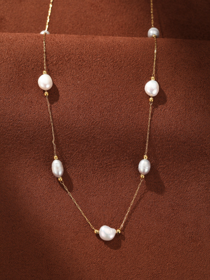 Aetheria - Freshwater Pearl Floating Chain Necklace