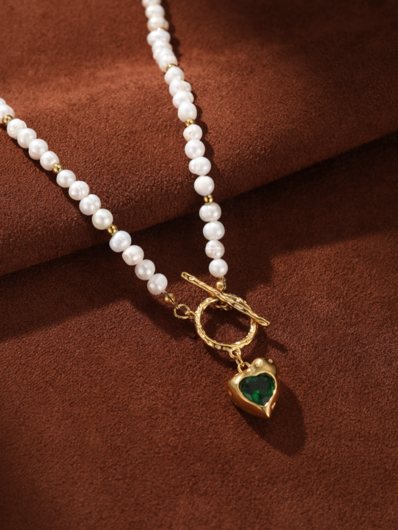 Whimsy - Freshwater Pearl Heart Beaded Choker Necklaces